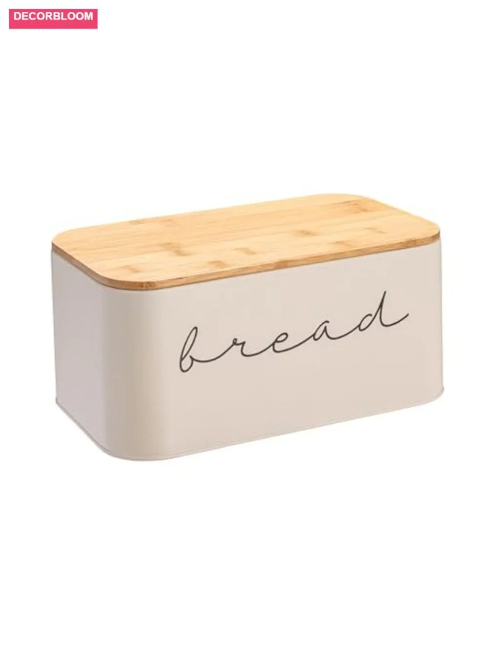 Metal Bread Box with Bamboo Lid - Rectangular Kitchen Storage